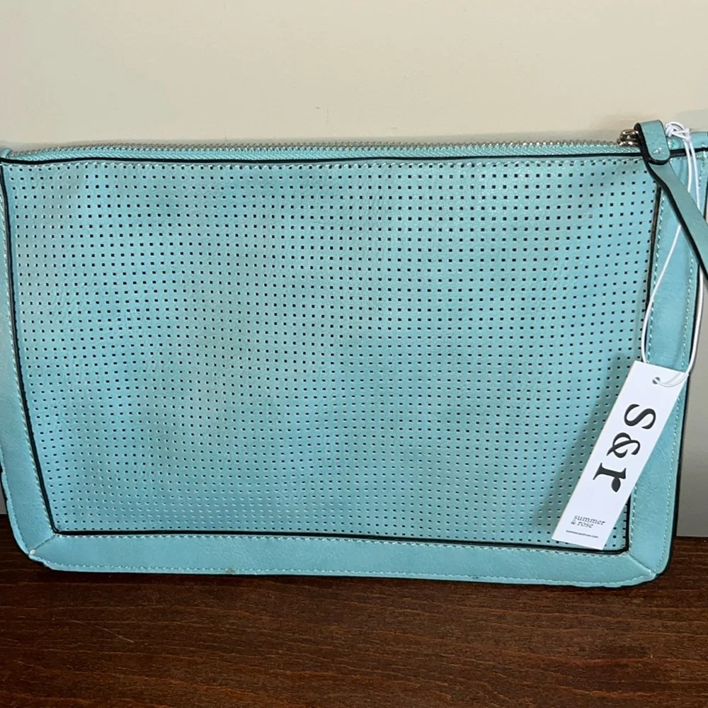 Summer & Rose Leather Large Carry Clutch NWOT